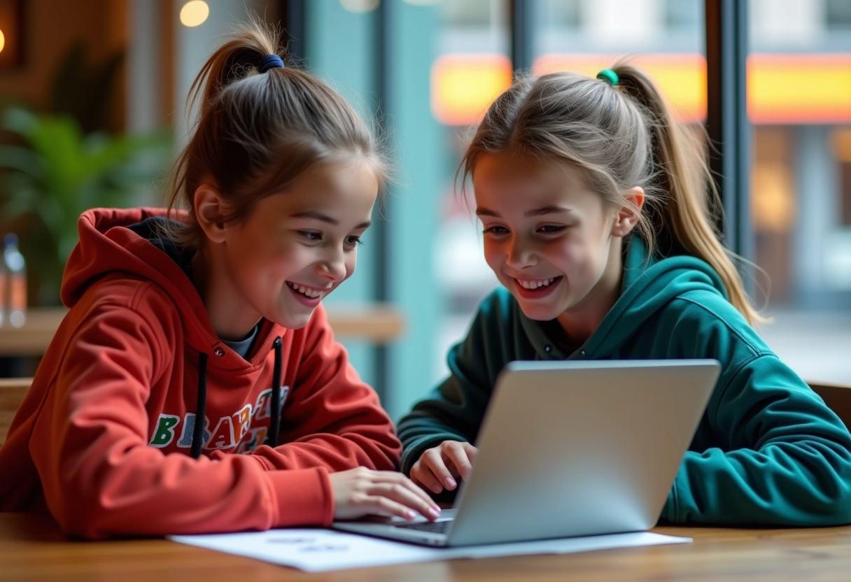 Deux adolescents créant une carte d
