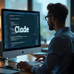 Chercheuse élégante analysant du code dans un bureau moderne