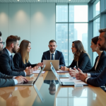 Groupe de professionnels en réunion de travail