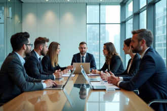 Groupe de professionnels en réunion de travail