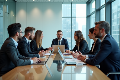 Groupe de professionnels en réunion de travail