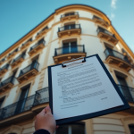 Façade d un immeuble français élégant avec document légal