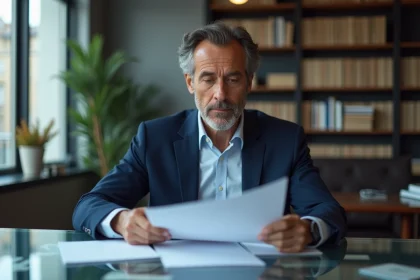 Homme d affaires fran&ccedil;ais dans un bureau moderne