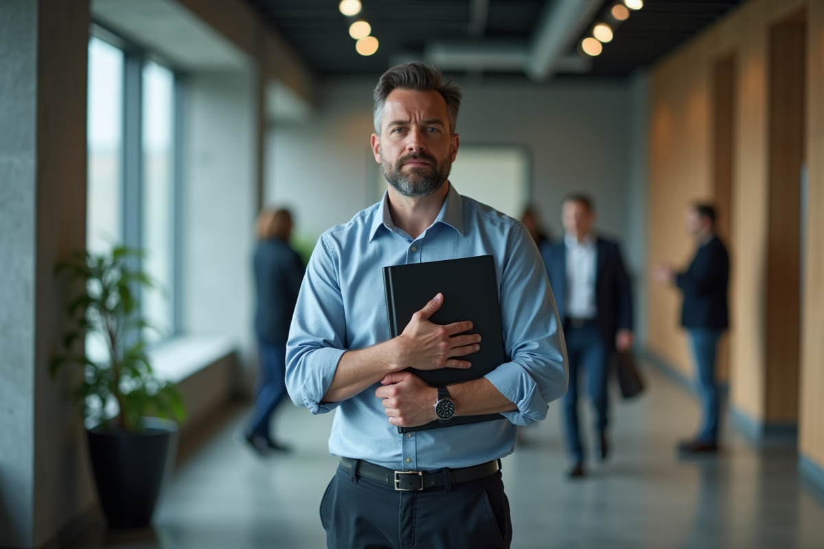 Homme inquiet dans un couloir d