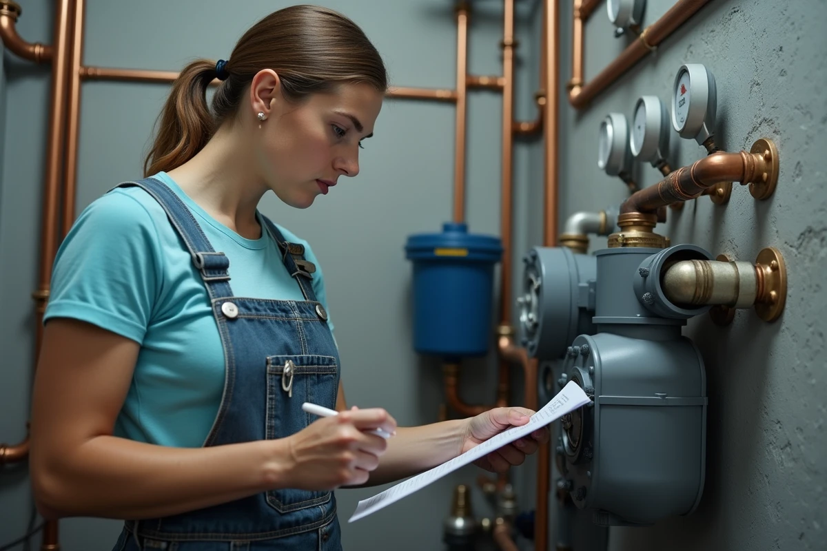 Femme inspectant les connexions électriques d