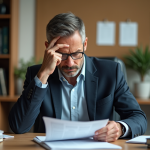 Professeur universitaire examine un rapport d'étudiant dans son bureau