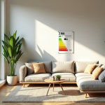 Salon moderne avec label energie dans une maison lumineuse